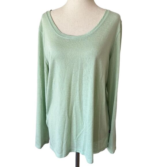 GAP Scoop Neck Long Sleeve Tee Shirt Pastel Green Large - Picture 1 of 6